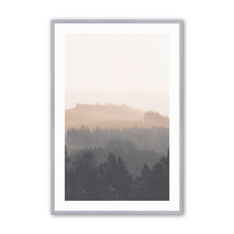Imprimé voile de forêt, Cadre en chrome poli, H 21,25 po x l 17,25 po x P 1,25 po