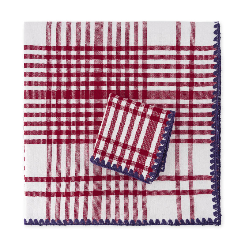 Trattoria Cotton Blend Square Napkin, Red/Purple/White