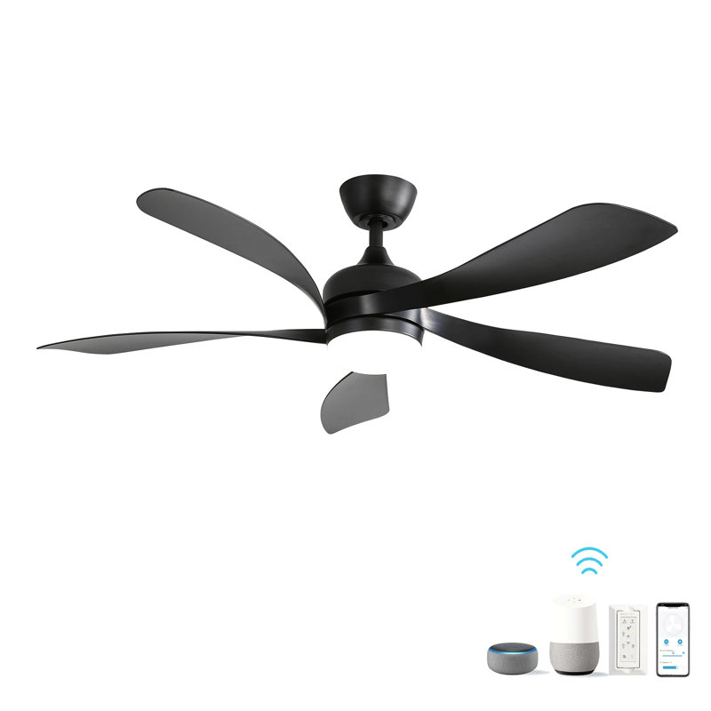 Ventilateur de plafond moderne de 52 pouces avec 3 lumières à intensité variable et 5 pales pour moteur à courant continu réversible