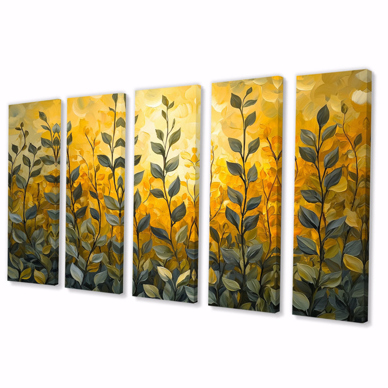 Green Thym Passage I - ensemble d'art mural herbes florales, H 28 po x l 60 po