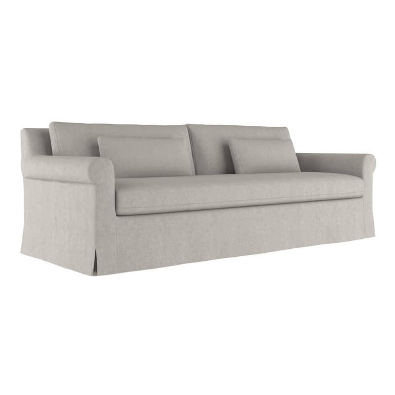 Canapé à accoudoirs arrondis Ludlow, Lin à tissage carré argenté, H 34 po x l 108 po x P 38 po, Patiné