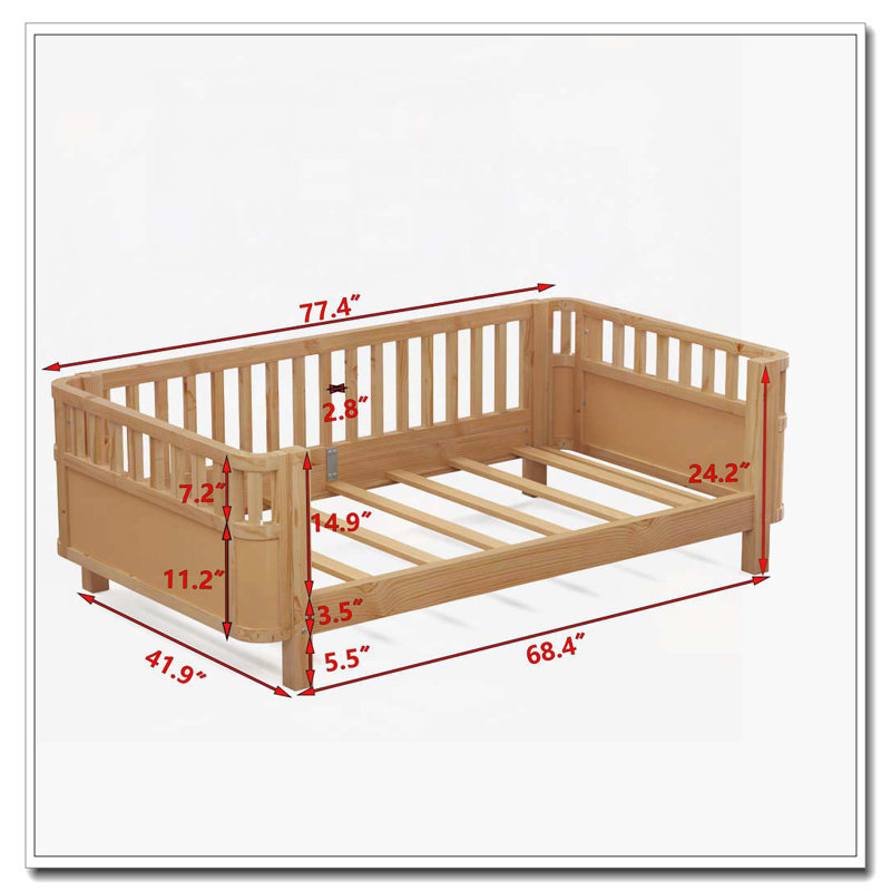 Wooden Bed Frame, Twin, Natural