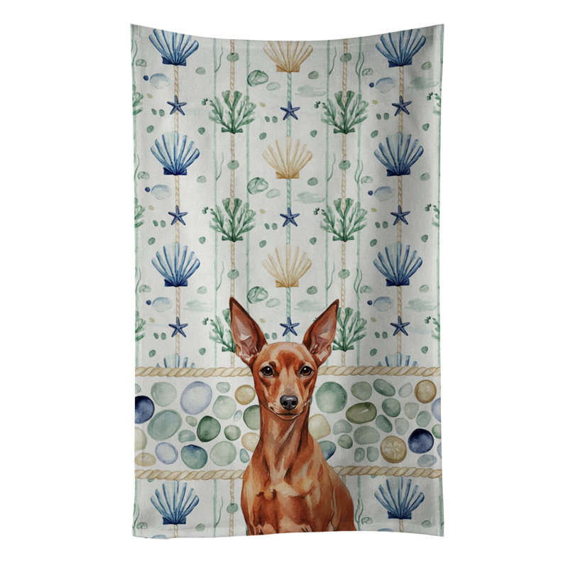 Serviette de cuisine blanche en verre de mer à épagneul tibétain blanc, Red Miniature Pinscher Min Pin