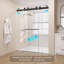 Porte de douche coulissante double sans cadre à hauteur réglable de 68 à 72 po x H 79 po avec verre trempé transparent de 3/8 po-92662982