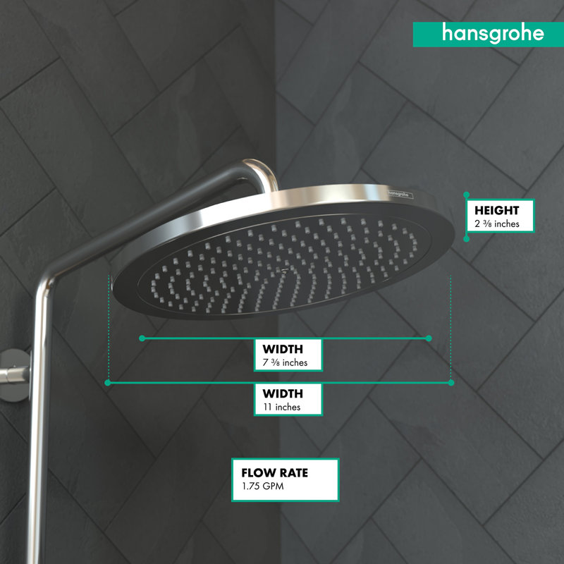 Croma Low Flow Modern Rain Fixed Shower Head, Chrome