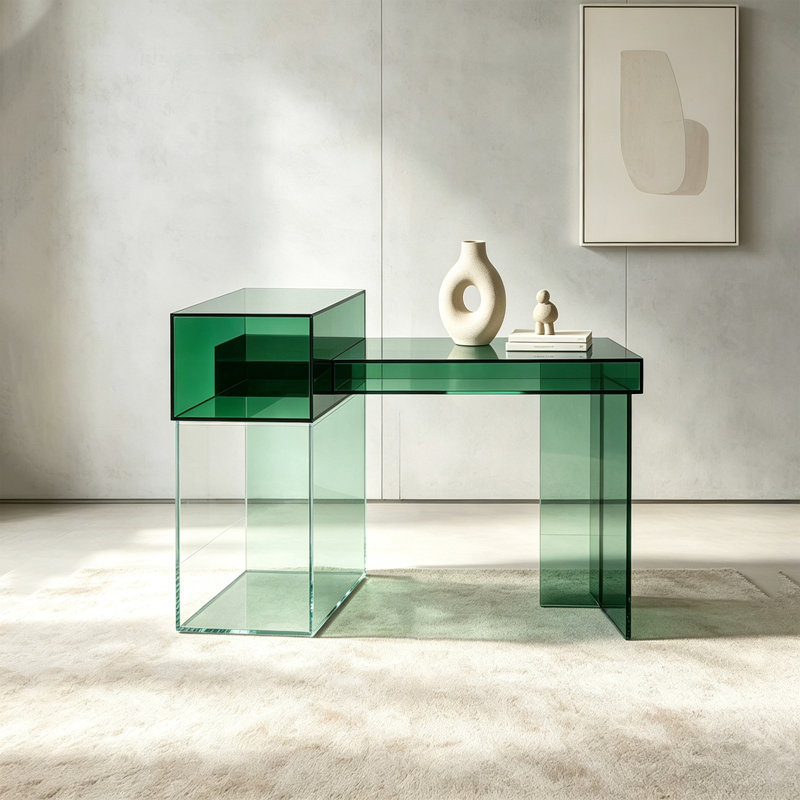 Console de hall d'entrée en acrylique transparent, H 31,5 po x l 31,5 po x P 15,75 po