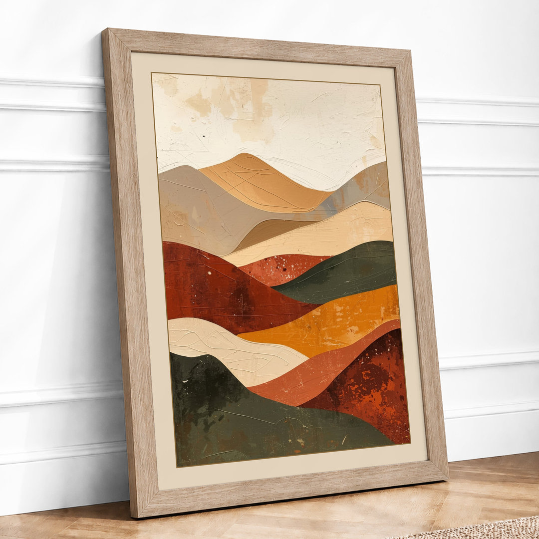 Mountains in Earth Tones Minimalist - Framed Print