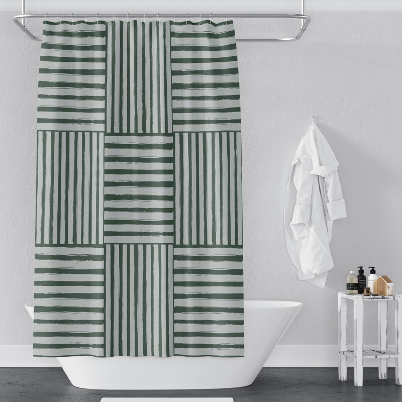 Rideau de douche à rayures Breesa, H 83 po x l 70 po, Vert/blanc