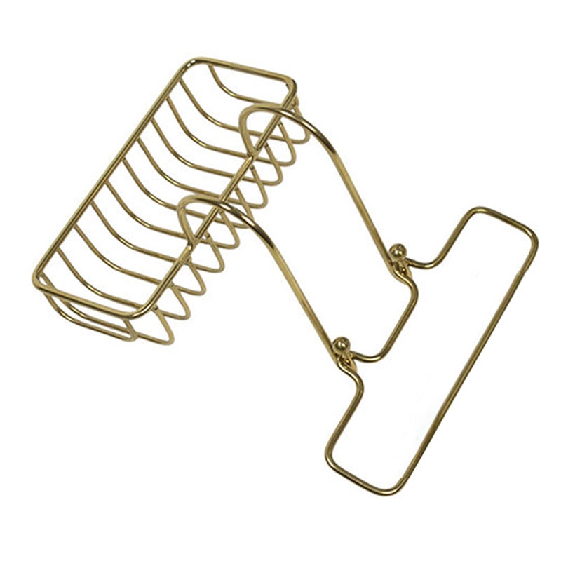 Over-Sink Soap Holder with Towel Ring, Brass