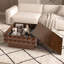 Table basse carrée 32,7 pouces avec habillage de cube géométrique 3D, plateau en placage de bois de frêne, table centrale moderne