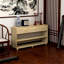 Console en bois avec 2 tiroirs et tablettes ouvertes-2067699623