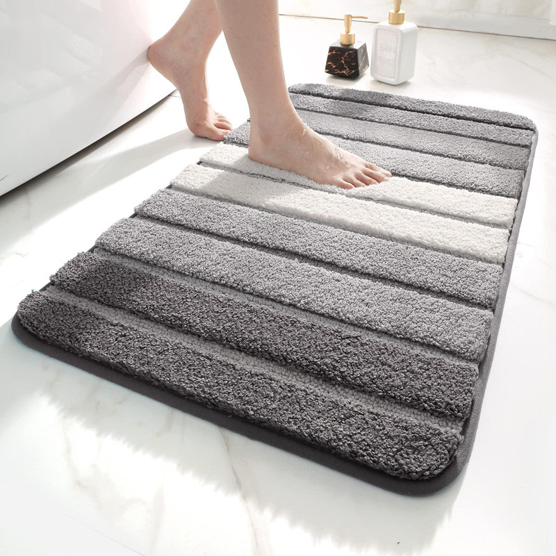 Microfiber Rectangle Bath Rug, Grey
