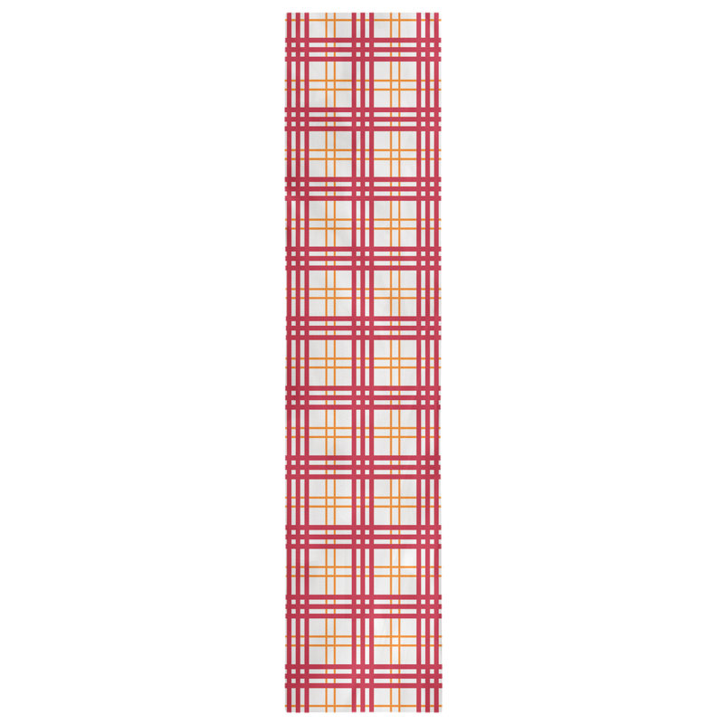 Paid Polyester Table Runner, 72" L x 16" W, White/Orange/Red