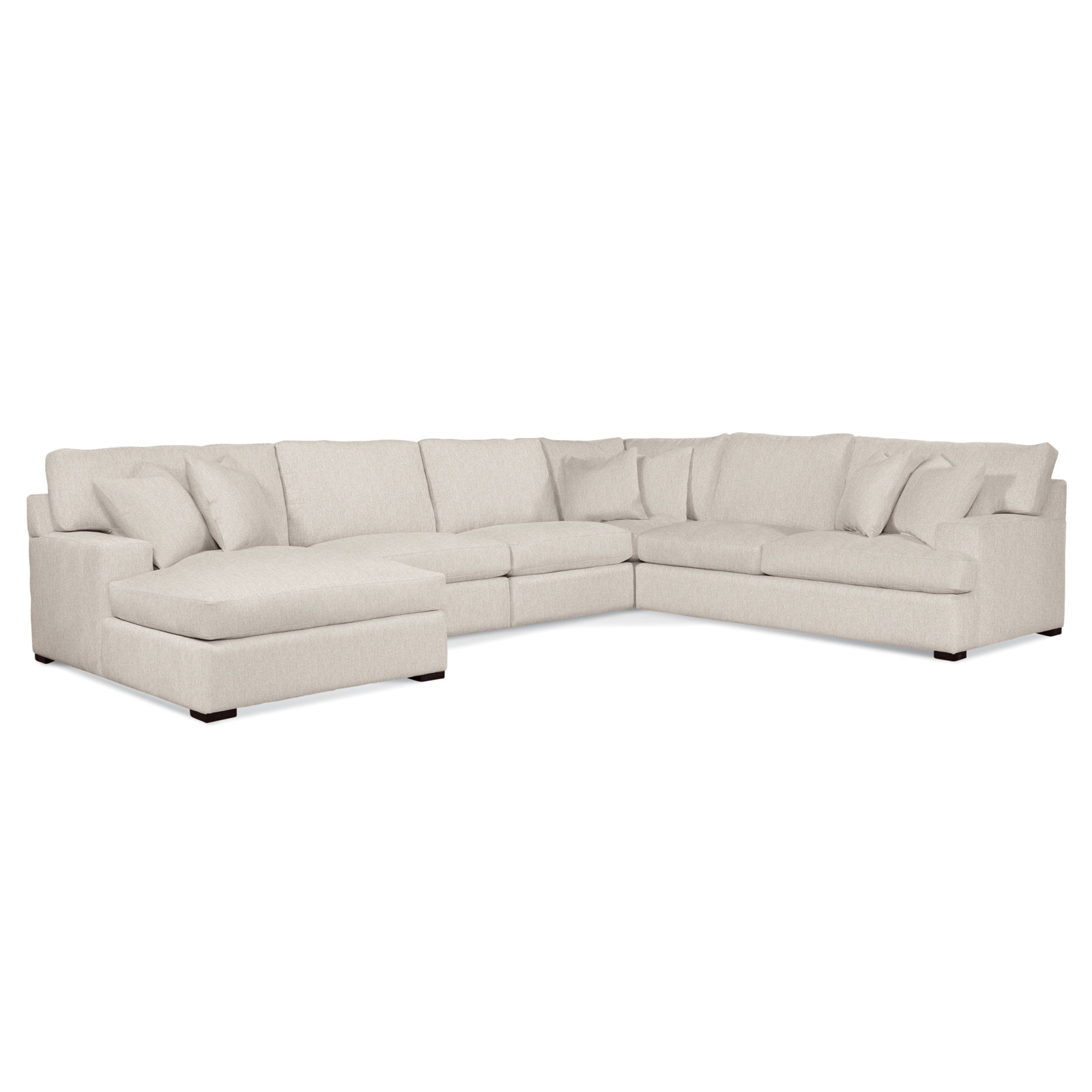 Cambria Upholstered U-Sectional, Java Finish, Snow Crypton Performance; 0884-91, Right Hand Facing