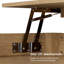 Table basse relevable avec pieds en bois massif sculpté - rangement caché, table de salon rustique moderne-2113596703