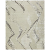 Hand Knotted Abstract Area Rug in Beige/Charcoal Gray
