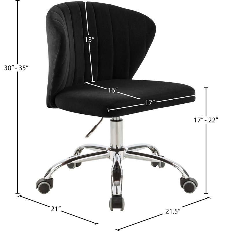 Finley Office Chair, Black Velvet, Chrome
