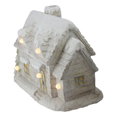 14.5" LED Lighted Musical Snowy Cottage Christmas Decor
