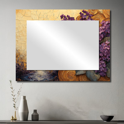 Lilas fleurs dans un motif de diapositive en bois II - Art mural miroir floral - imprimé sur métal
