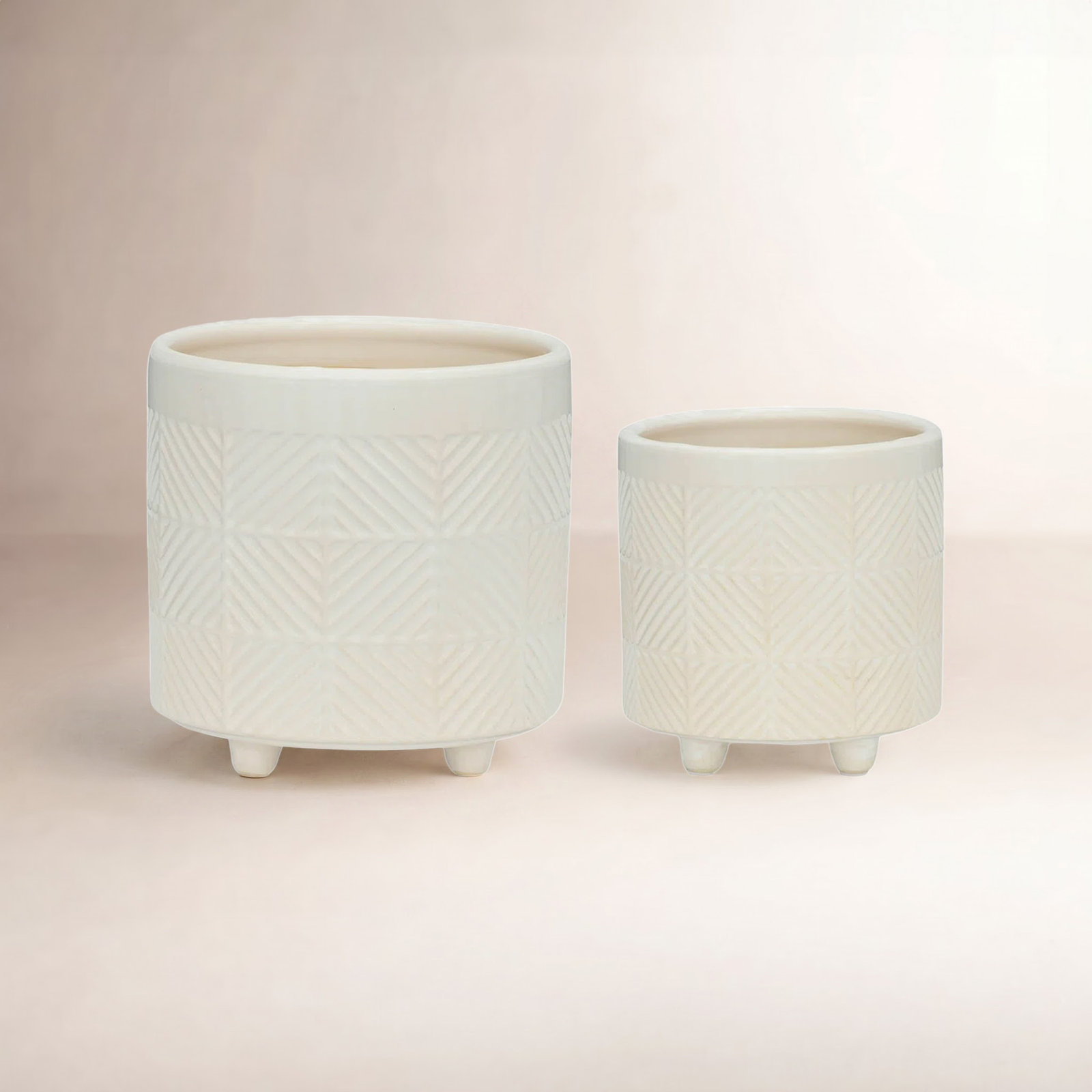 8" Ceramic Pot Planter, Abstract White
