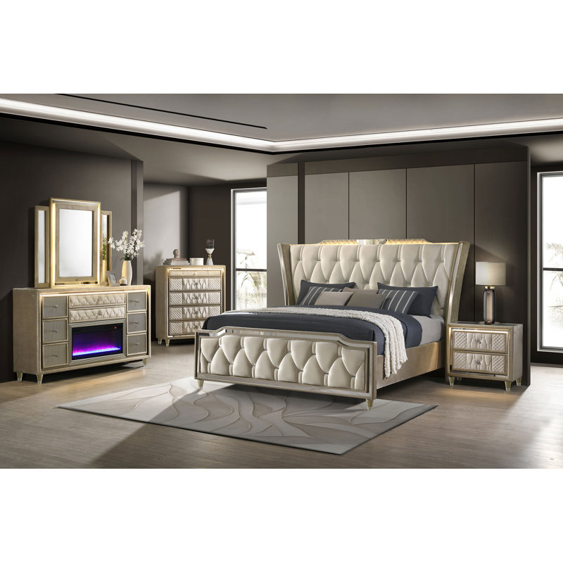 Ensemble de chambre avec très grand lit 5 pièces Aikens, Très grand