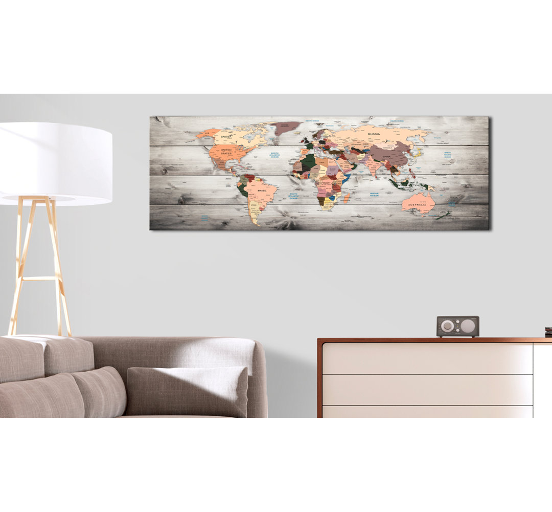 Leinwandbild - World Maps: Wooden Travels