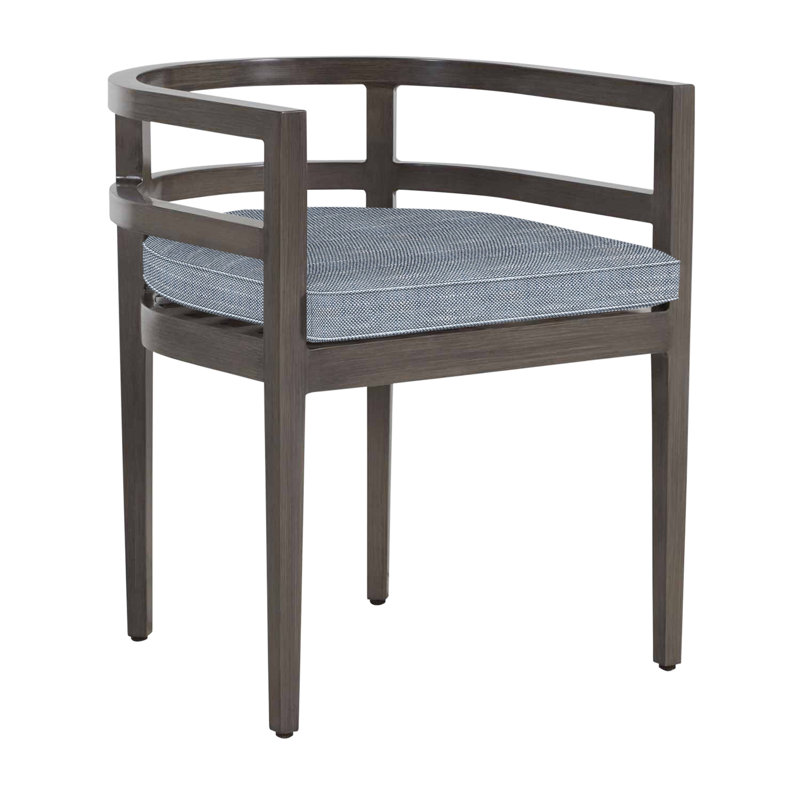 Santa Barbara Aluminum Patio Dining Armchair with Cushion, Welt, Rollo Chambray