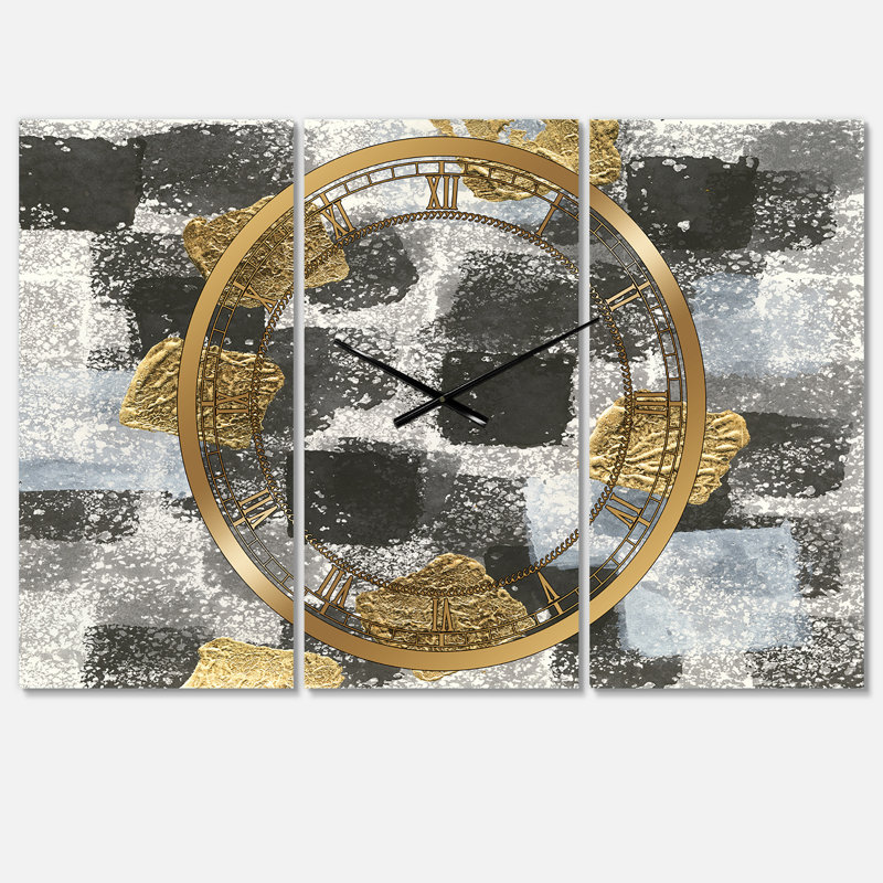 Gold Glamour Squares I - Horloge murale moderne