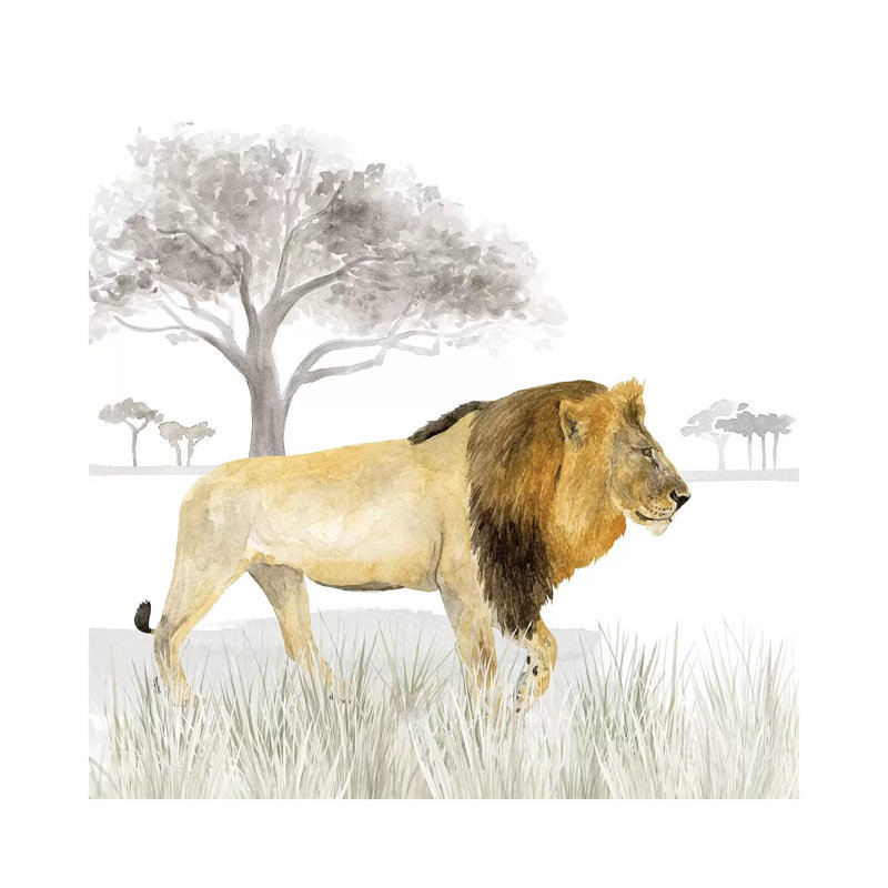 Serengeti Lion Square by Tara Reed - Wrapped Canvas Painting, 30.48 cm H x 30.48 cm W