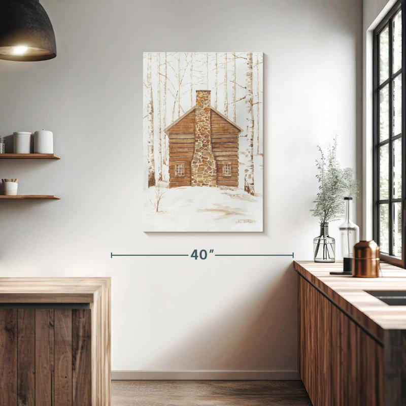 Wintery Cabin, 39" H x 26" W