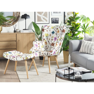 Trelleborg Upholstered Wingback Chair With Footstool