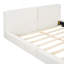 Grand lit plateforme tapissier avec tissu en velours, lit au sol avec cadre uni, beige-274636742