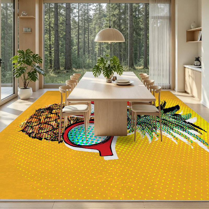 Green Pop Art Comic Pineapple Glasses Food Summer Machine Washable Indoor Area Rug, Rectangle 79" x 118"
