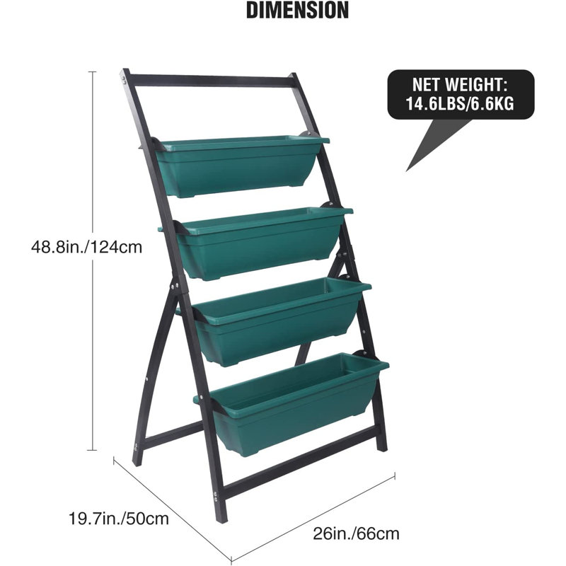 Jardin vertical en acier antirouille Lynese, Vert, H 48,8 po x l 19,7 po x P 26 po