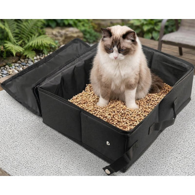 Litière pour chat portable avec couvercle zippé, pliable, sans fuite, sans odeur, imperméable, facile à transporter, pour les hôtels, les voitures