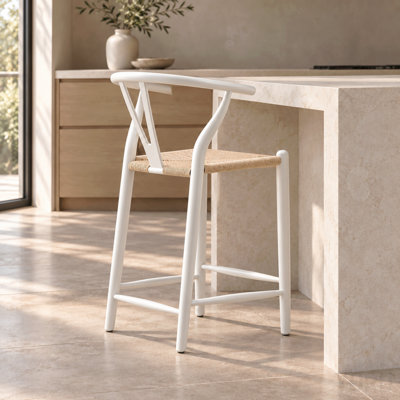 Tabouret de comptoir teint en blanc