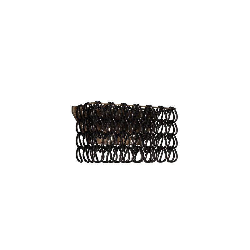 Minigiogali Wall Lamp 2 Black Glossy Chrome E26 Ul, Matte Bronze, 9" H x 20" W x 20" D, Black