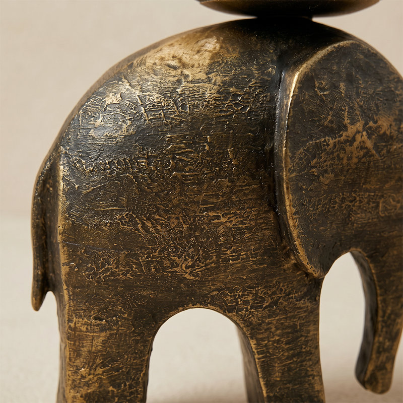 Porte-bougie Elephant Bronze, or ou noir, Doré