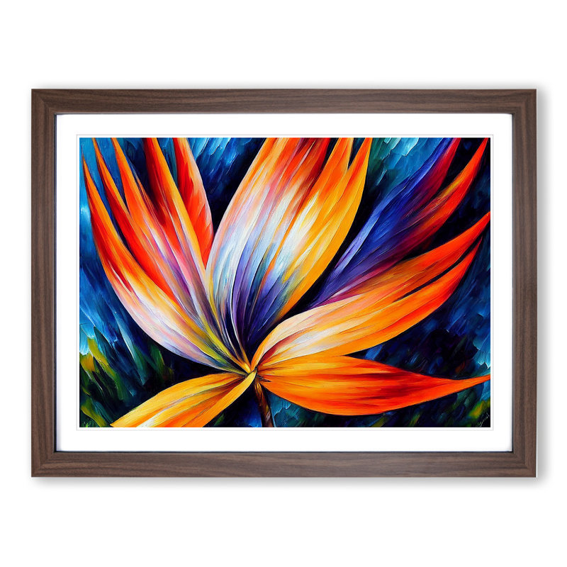 Unbeatable Bird of Paradise Flower Abstract - Framed Print, 34cm H x 46cm W x 2cm D, Walnut Framed
