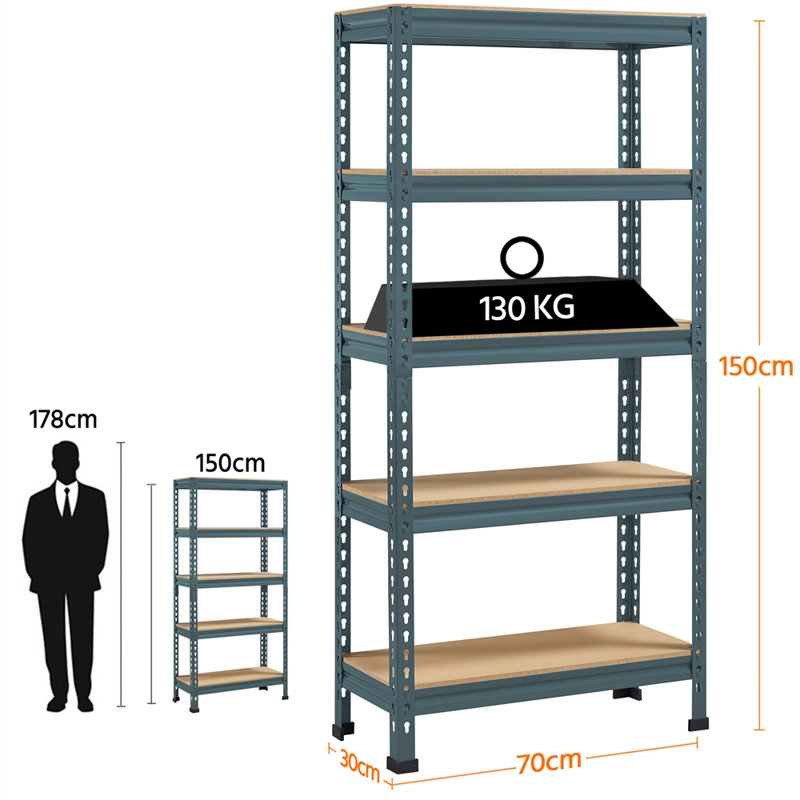 70 cm W Adjustable Height Shelving Unit, Neptune Blue, 1