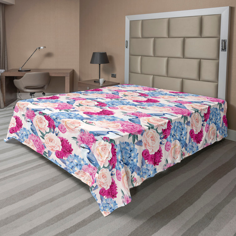 Ambesonne, drap plat floral pivoines, art botanique printanier