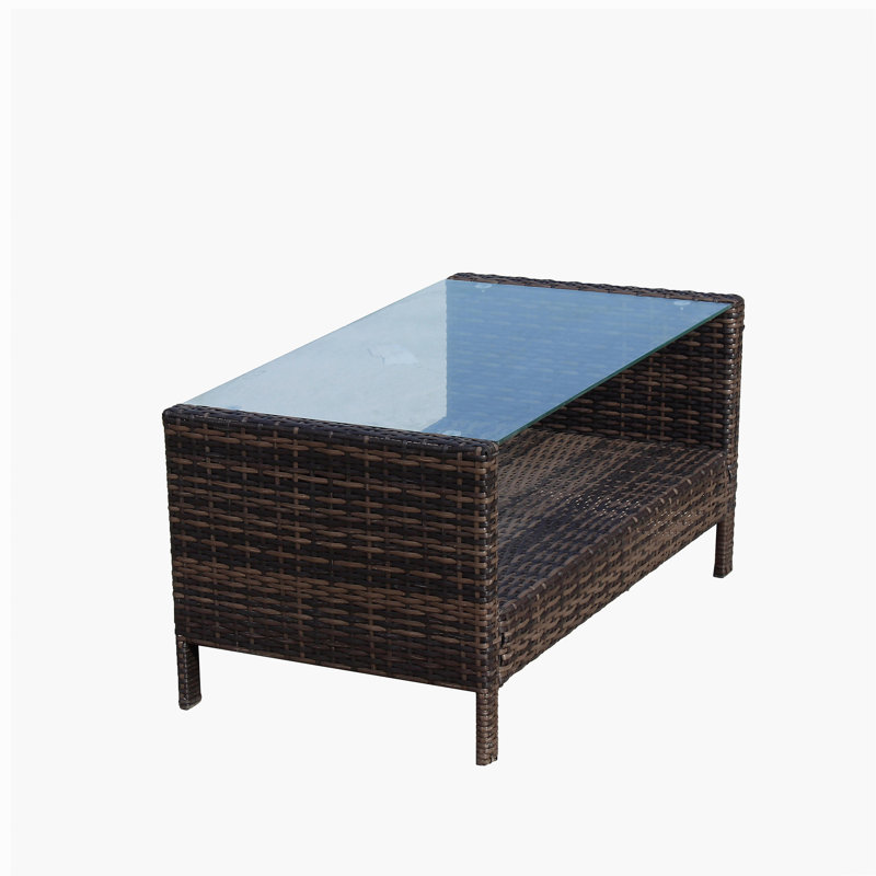 Outdoor patio Furniture  Coffee Table with clear tempered glass