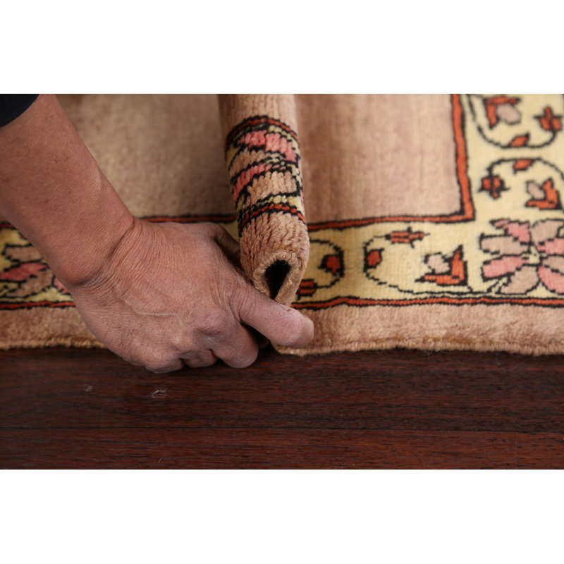 Tapis beige en laine noué à la main de conception unique 2 pi x 2 pi 10 po New Age