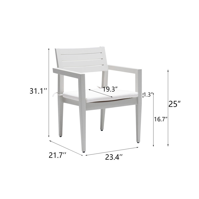 Chaises de salle à manger en aluminium avec coussins Sunbrella Kuchmel