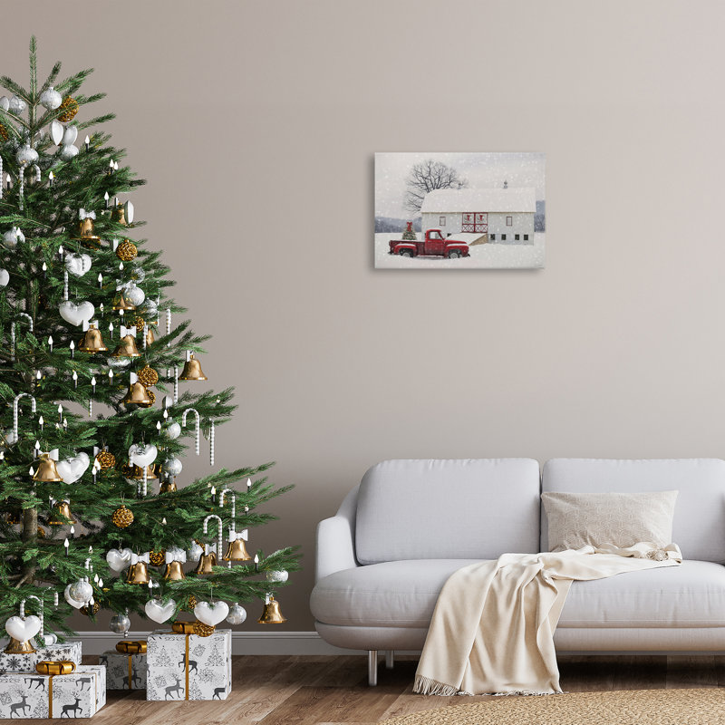 «Snowy Farmhouse on Christmas», art mural par Lori Deiter, H 16 po x l 24 po