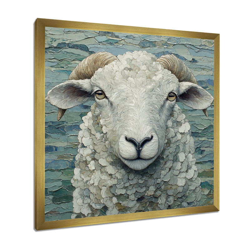 Portrait de mouton Drenna Ewes, Reproduction encadrée d'une seule photo, H 16 po x l 16 po, Doré