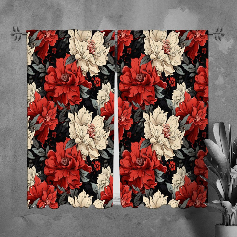 Rideaux à motif floral - 6104, L 20 po x L 82 po