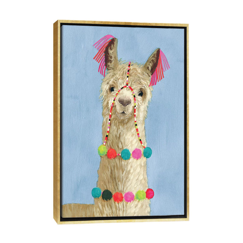 «Adorned Llama III», impression, H 26 po x l 18 po x 1,5 po, Toile encadrée d'or