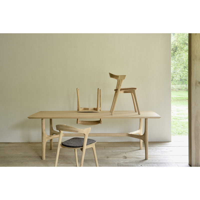 Bok Upholstered Dining Chair, Dark Brown Polyester Blend/Acrylic, Varnished Oak