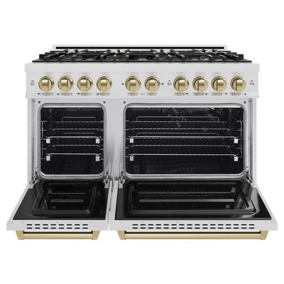 ZLINE Autograph 48 in. Classic Gas Range with 8 Burner DuoPro Cooktop w/ Champagne Bronze Accents